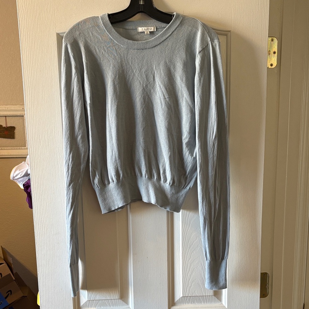 Z Supply EUC Light Blue Gray Lightweight Sweater Top Size M